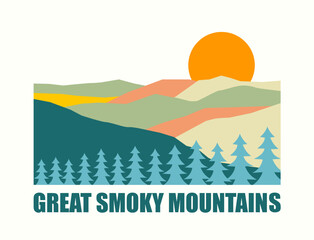 Vector illustration of The Great Smoky National Park flat design