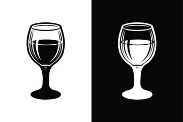 Wine Glass Icon for Tasting. Flat Vector Silhouette for Apps and Websites