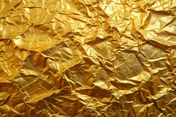 Shiny crumpled gold foil texture, perfect for luxurious backgrounds, holiday designs, and premium presentations.