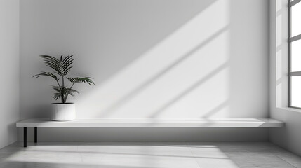 Fototapeta premium Minimalistic background with clean lines and space architecture in monochrome color scheme, natural sunlight, suitable for stylish and professional designs.