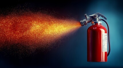 Obraz premium Fire Extinguisher Combating Blaze, Fire Safety Equipment in Action, Emergency Response Tool