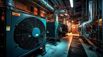 Fototapeta premium Emergency cooling with backup systems and professional lighting deployment