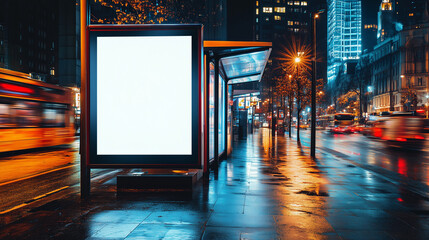 Billboard in the city mockup image, Display mockup