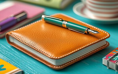 Fountain Pen on Leather Notebook