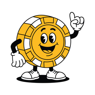 recommend clip art: Smiling Cartoon Casino Chip Character Illustration
