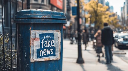 old dustbin with the inscription fake news, fake news goes to dustbin