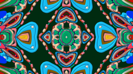 Colorful symmetrical abstract kaleidoscope background pattern for summer 