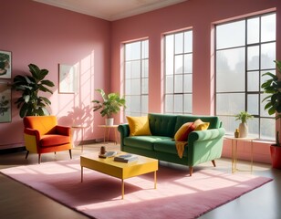 midcentury scandinavian interior design of a living room