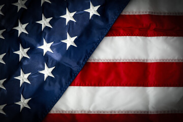 Close up of american flag on election day in the united states for patriotic celebration