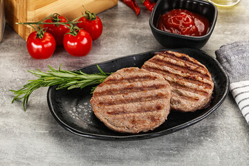 Grilled two beef burger cutlet
