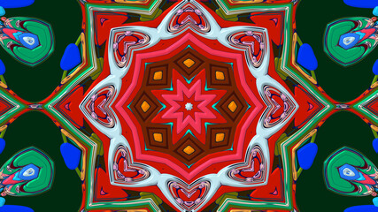 Colorful symmetrical abstract kaleidoscope background pattern for summer 