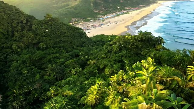 Capture beach aesthetic stunning 4K vertical footage breathtaking beauty Papuma Jember City Indonesia video highlights picturesque hill tourist destination making ideal choice social media stories