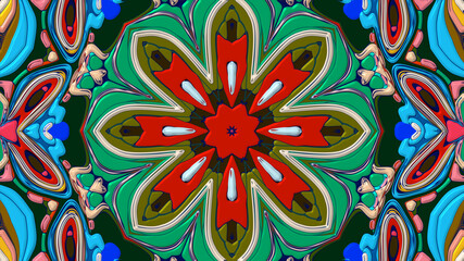 Colorful symmetrical abstract kaleidoscope background pattern for summer 
