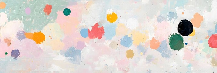 A soft pastel colored abstract background with random splashes and dots creating a visually captivating digital art design