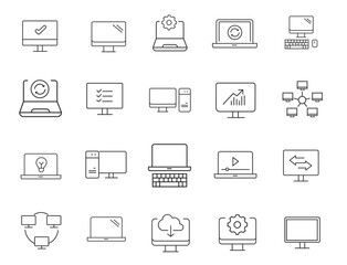 Computer icons Pixel perfect. Network, media, setup, vector