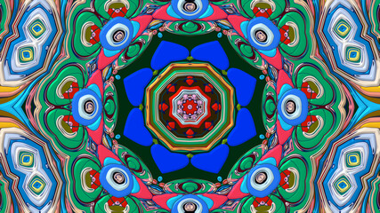 Colorful symmetrical abstract kaleidoscope background pattern for summer 