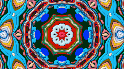 Colorful symmetrical abstract kaleidoscope background pattern for summer 