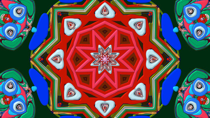 Colorful symmetrical abstract kaleidoscope background pattern for summer 