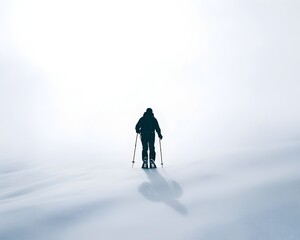 Solitary Snowshoer Trekking Through Pristine Winter Landscape
