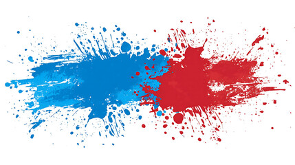 Fototapeta premium Abstract Blue and Red Paint Splatter with Brush Strokes
