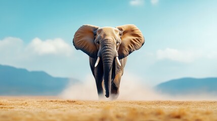 elephant running away feeling scare