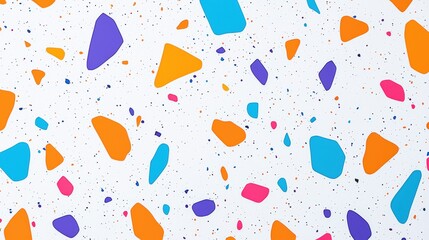 Colorful abstract pattern featuring various geometric shapes on a white background