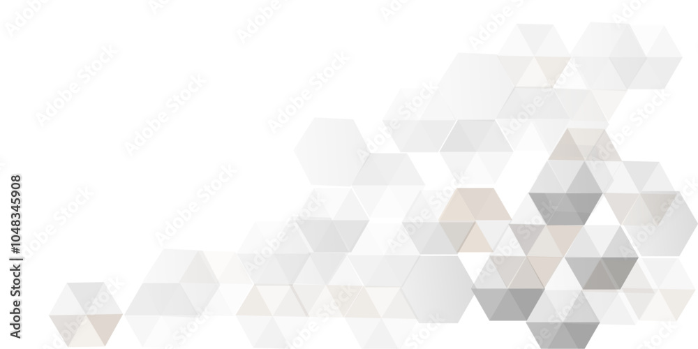 Poster abstract modern white background with luxury gold hexagon pattern.