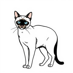 Obraz premium minimal continuous line drawing of a Siamese cat