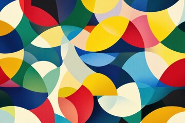 Obraz premium Abstract geometric background, artistic modern print. Vibrant shades of yellow, blue, red, and green, trendy pattern collection. Contemporary optical design