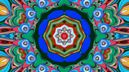 Colorful symmetrical abstract kaleidoscope background pattern for summer 