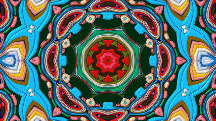 Colorful symmetrical abstract kaleidoscope background pattern for summer 