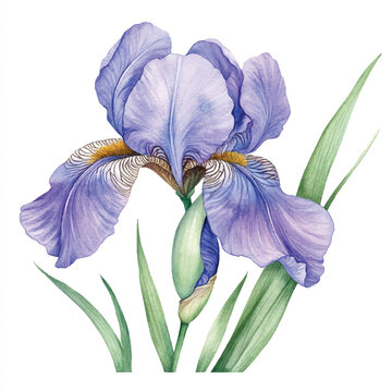 purple iris flower watercolor painting clip art preview