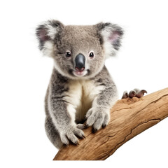 cute koala isolated on white.