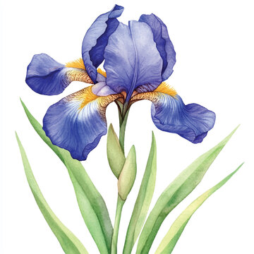 blue iris flower watercolor style clip art preview