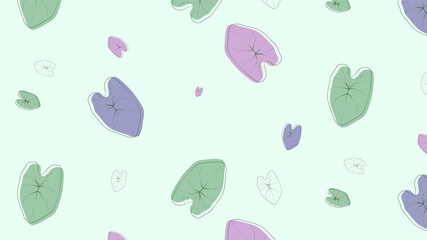 cartoon tropical leaf seamless pattern background for paper, fabric print, wallpaper, poster or any use. green, pink, violate leaves