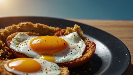 A vibrant and colorful plate of sunny side up eggs, with the yolks shining like the sun in the morning sky.