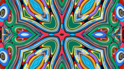 Colorful symmetrical abstract kaleidoscope background pattern for summer 