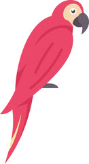 This illustration features a vibrant pink parrot resting on a branch, showcasing its colorful plumage and captivating presence