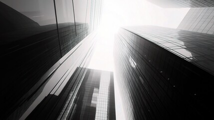 Urban Skyscrapers in Foggy Atmosphere