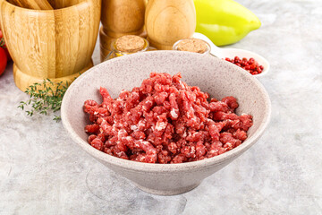 Raw beef minced meat for cooking