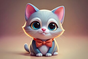 sticker-of-a-tiny-kitten-wearing-a-bow-tie--sitting