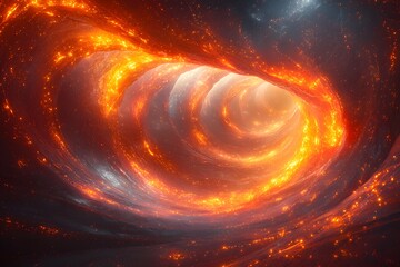 Fototapeta premium Glowing cosmic vortex with fiery swirls and sparkling particles in space