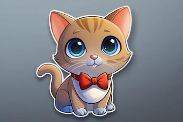 Obraz premium sticker-of-a-tiny-kitten-wearing-a-bow-tie--sitting