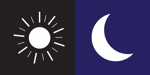 dark and light mode icon. day, night, sun and moon signs and symbols for app, user interface, and website. transparent vector.