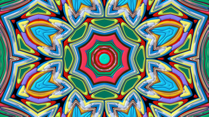 Colorful symmetrical abstract kaleidoscope background pattern for summer 