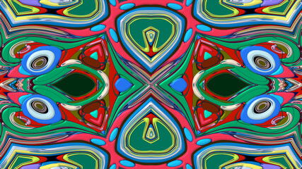 Colorful symmetrical abstract kaleidoscope background pattern for summer 