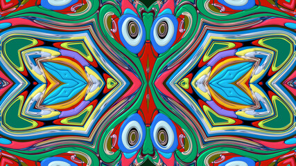 Colorful symmetrical abstract kaleidoscope background pattern for summer 