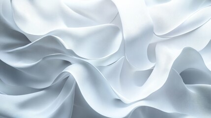 Obraz premium A white fabric with a wave pattern. The wave pattern is made up of small lines that are curved and overlapping. The fabric appears to be made of a synthetic material