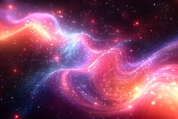 Obraz premium Vibrant cosmic waves: abstract galactic light and colorful starlit universe