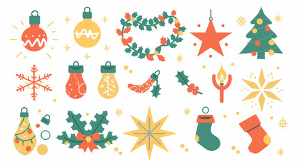 Naklejka premium Christmas Ornaments, Decorations, and Festive Elements